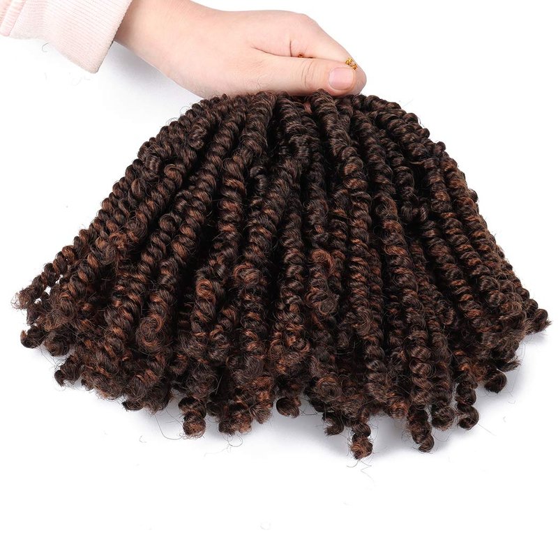 Dorsanee Short Bob Spring Twist Crochet Hair 6 Inch 6 Packs Pre-twisted Cute Spring Twists Curly Crochet Braids Pre Looped Mini Passion Twists Fluffy Twist Synthetic Hair Extensions (6 Inch,T30#)