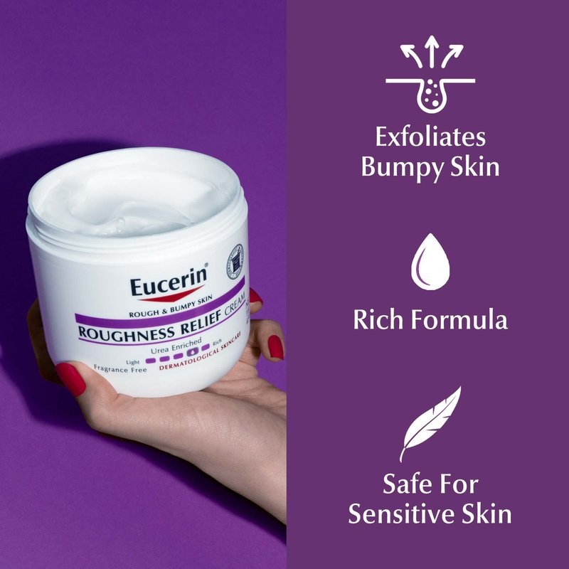 Eucerin Roughness Relief Body Cream for Rough and Bumpy Skin, Fragrance Free Body Moisturizer with Urea and Ceramide-3, 16 Oz Jar