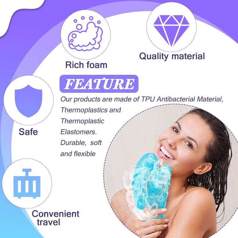 Karenhi 2 Pcs Honeycomb Exfoliating Glove Bath Mitt Body Spa Scrubber, Honeycomb Exfoliator Glove for Body Shower, Scrubber Sponge Shower Loofah, Quick Drying(Blue,Purple)