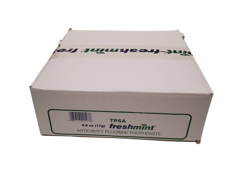 144 Tubes of Freshmint 0.6 oz. Anticavity Fluoride Toothpaste, Metallic Tube, Tubes do not have Individual Boxes for Extra Savings, Travel Size