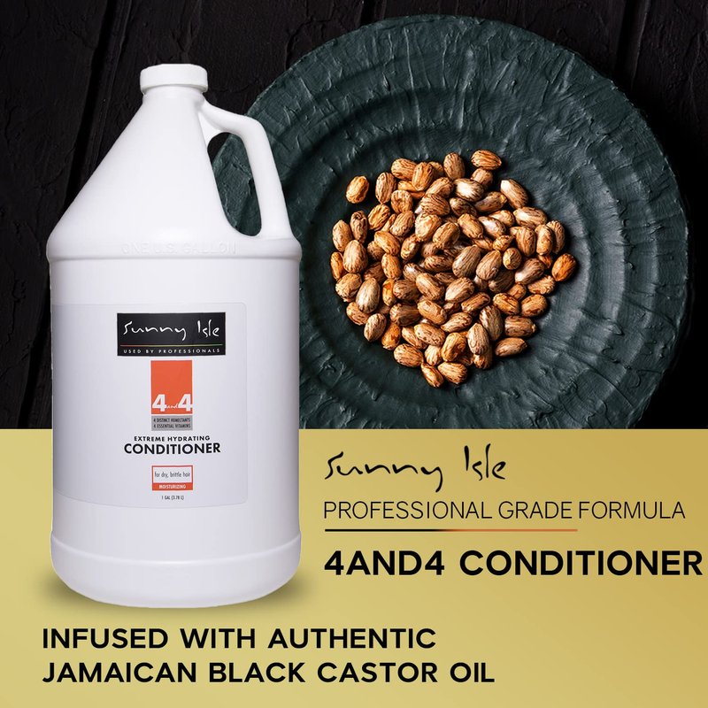 Sunny Isle 4AND4 Conditioner 1 Gallon - Professional Grade, Paraben & Sulfate Free, 4 Humectants & Vitamins