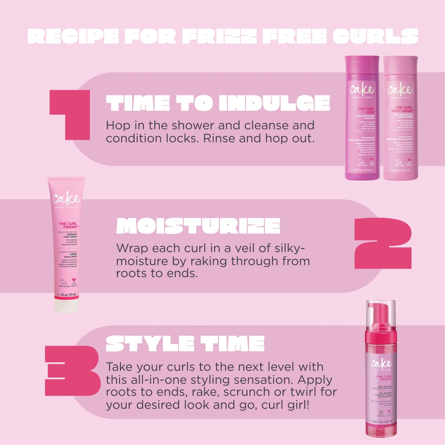 Cake Beauty Gel-to-Foam Curl Styler, The Curl Friend – High Hold Curl Defining Gel, Frizz Protection, Coconut Oil & Shea Butter - For Curly Hair- 6.8 fl oz./ 200 mL