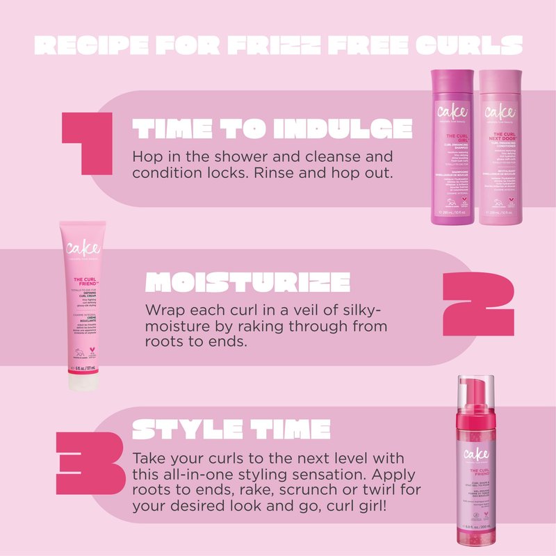 Cake Beauty Gel-to-Foam Curl Styler, The Curl Friend – High Hold Curl Defining Gel, Frizz Protection, Coconut Oil & Shea Butter - For Curly Hair- 6.8 fl oz./ 200 mL