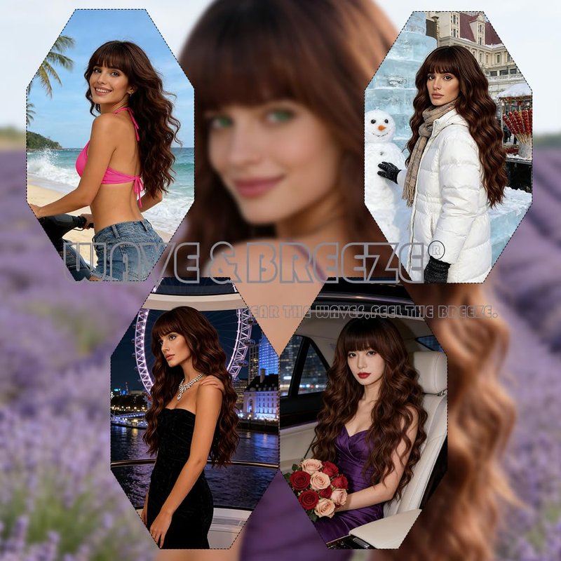 Auburn Wig with Bangs - 26-Inch Wavy Curly Reddish Brown Hair | Soft, Natural-Looking Daily Wear for Women