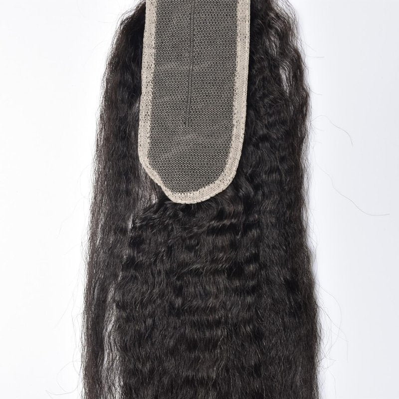 2x6 Kinky Straight Lace Closure Brazilian Human Hair Coarse Italy Yaki Closure 6x2 Frontal For Black Women Pre Plucked Natural Black (2x6 kinky straight closure, 16inch)