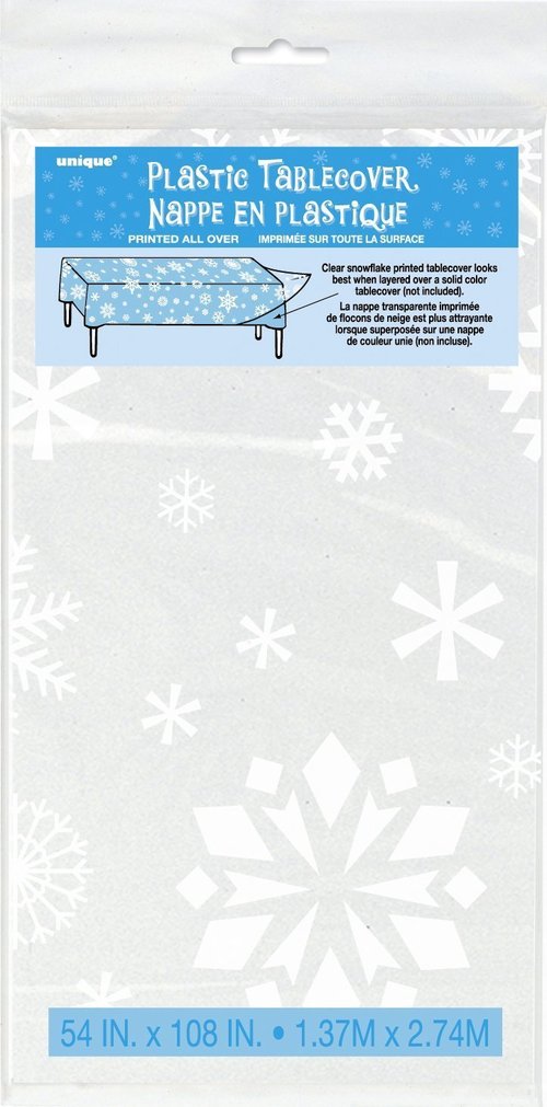 Snowflake Plastic Table Cover | 108" x 54" | Clear | 1 Pc