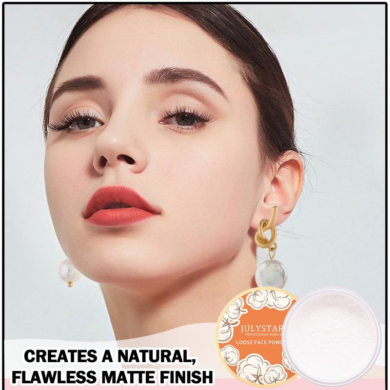 QIUFSSE Setting Powder Loose Face Powder Matte Soft Smooth Oil Control Long Lasting Loose Setting Powder Makeup For Natural Flawless #01 Translucent