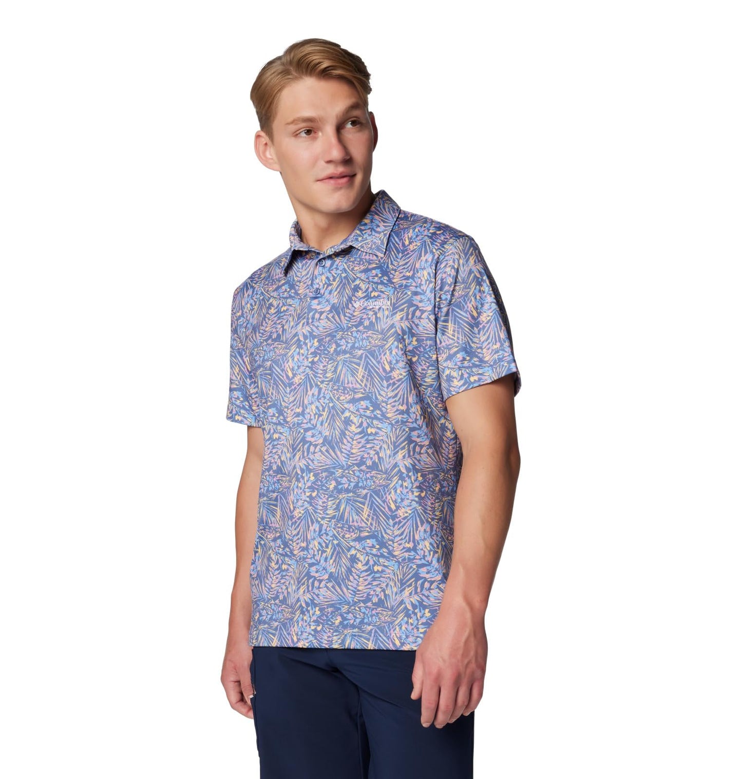 Columbia Men's Super Slack Tide Stretch Polo, Bluebell Tunado, Large