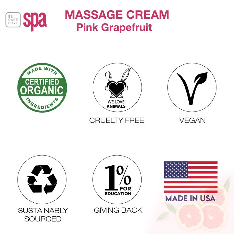 BCL SPA Massage Cream - Body Lotion & Body Cream with Organic Pink Grapefruit, Shea Butter, Aloe Vera, Vitamin E, Argan, and Almond Oils - Nourish & Revitalize skin. Home/Professional use 16 fl oz