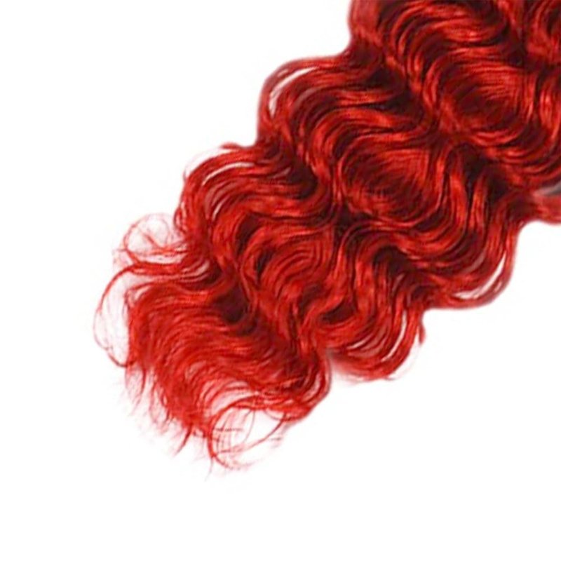 Red Human Hair Bundles Deep Wave 26 Inch Deep Single Bundle Human Hair Light Red Color Unprocessed Native Virgin Hair 100g Total Double Weft Crochet Human Hair Extensions for Women