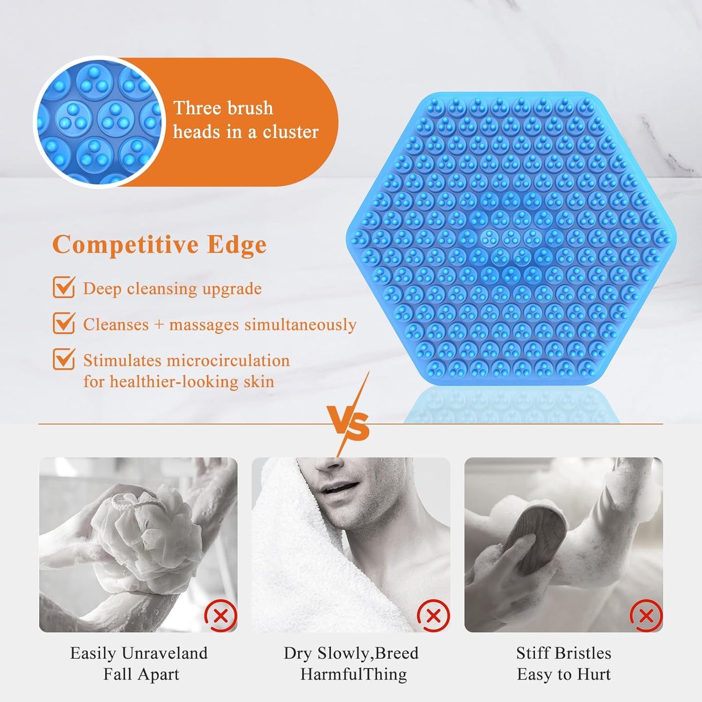 VWMYQ Silicone Face Scrubber for Men, Gentle Exfoliator Pad & Massager, Facial Cleansing Brush Silicone Face Wash Brush Removes Dead & Dry Skin (Black)