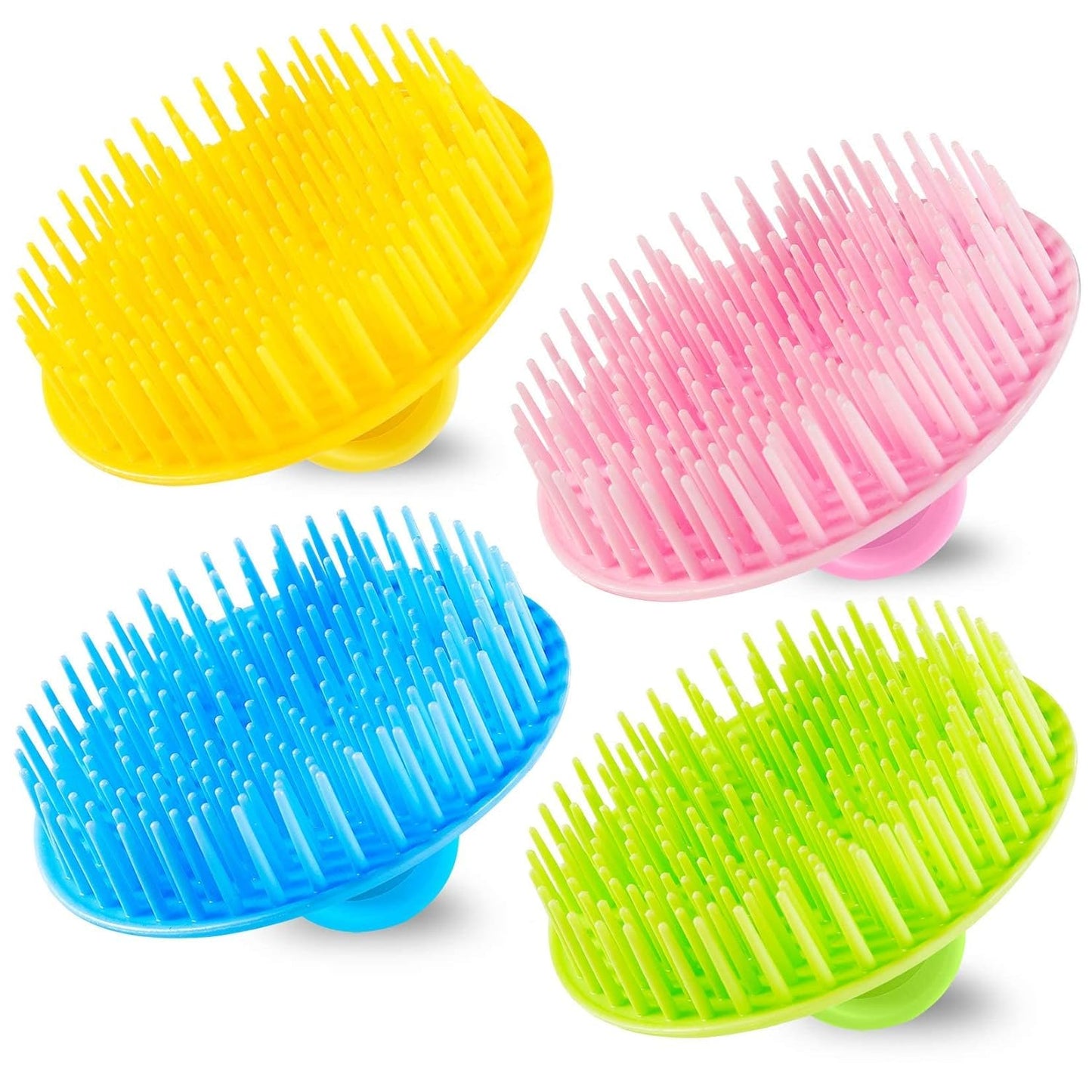 4Pack Hair Scalp Exfoliator Brush Dandruff Cleaning brush, Flexible Scalp Massager, Shower Shampoo Brush for Home, Office, Travel and Pets-BBTL