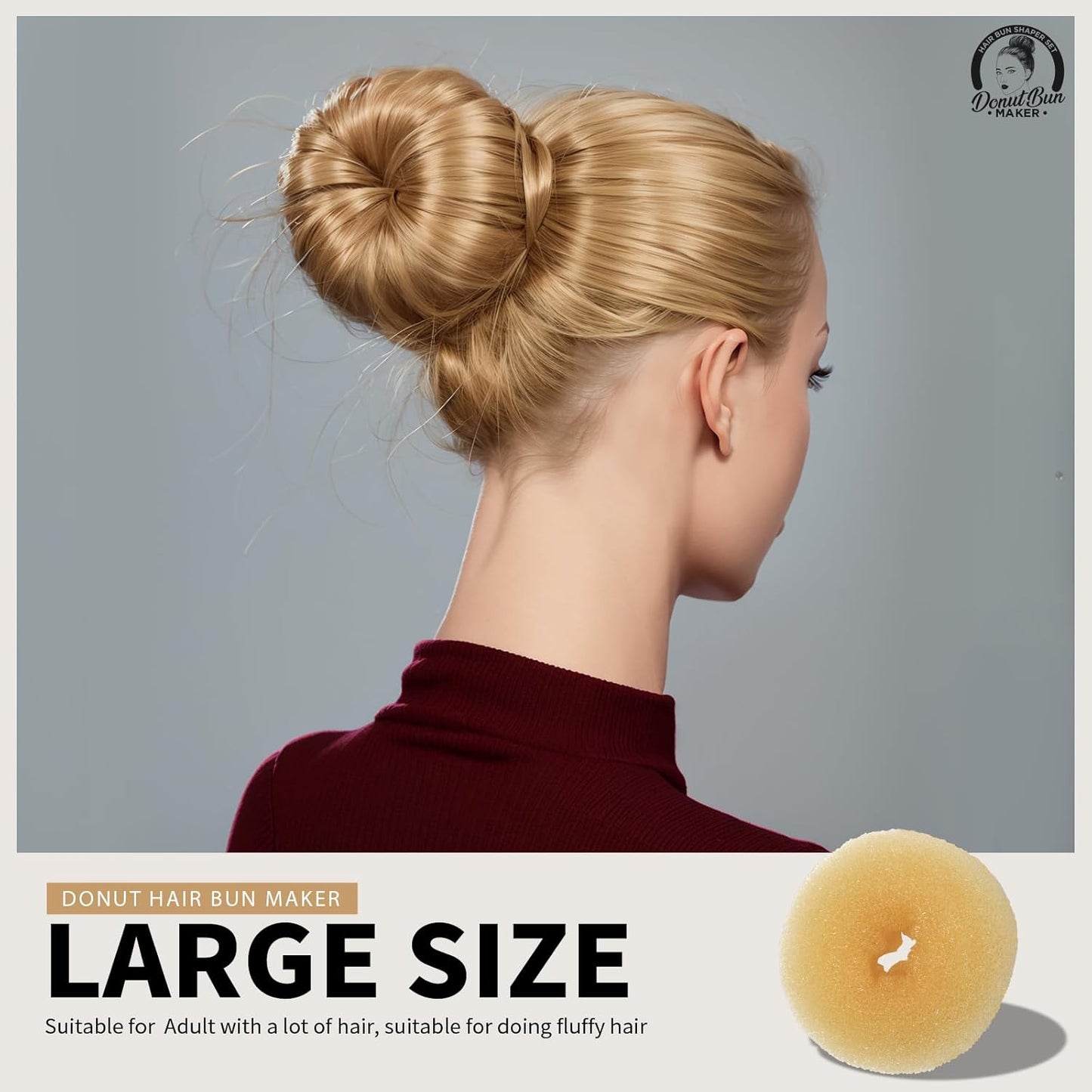 Teenitor Hair Donut, Hair Bun Maker, Black(Extra-large, Large, Medium and Small)