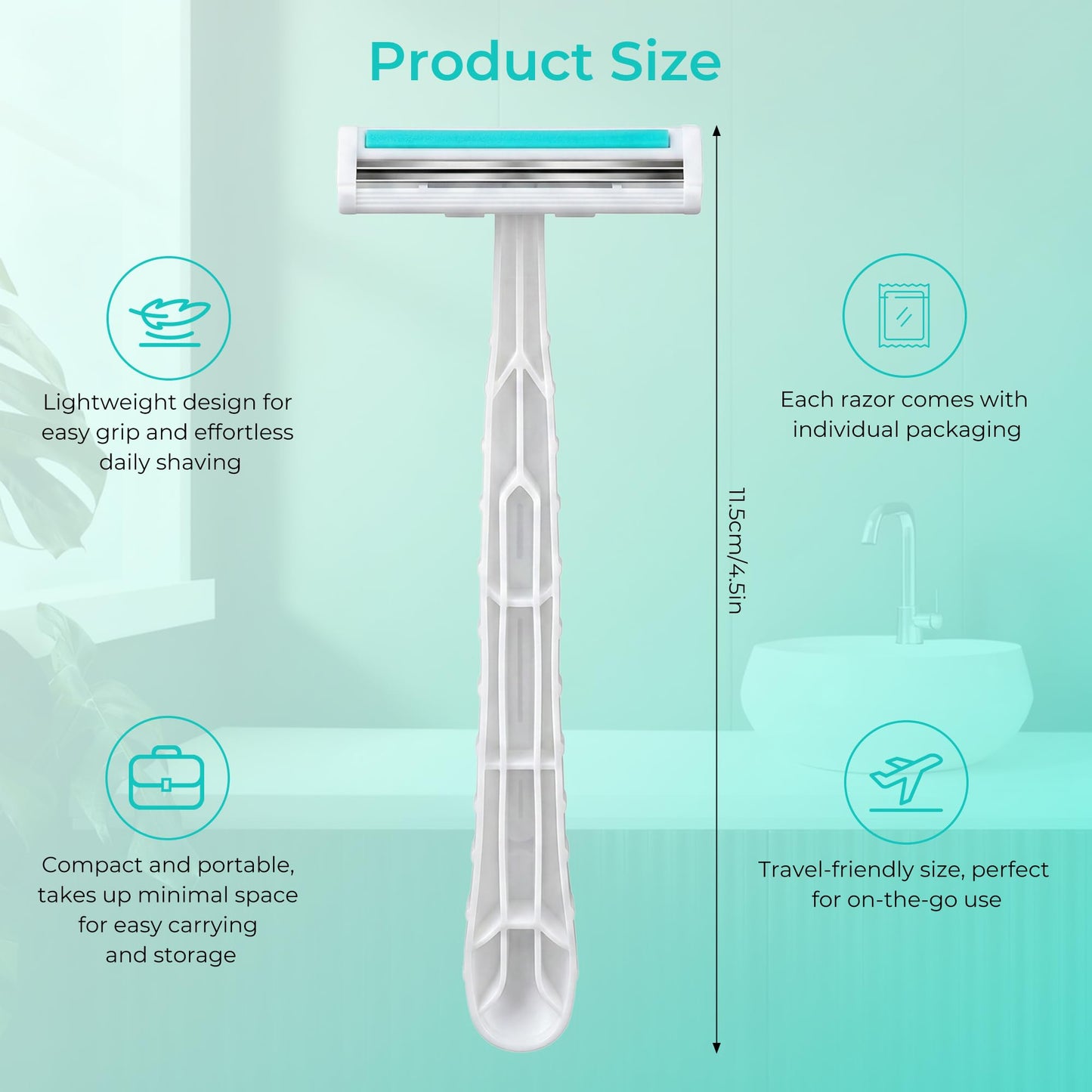 Disposable Razors, White Bulk Razors With Knife Caps, Individually Packaged, Razors In Bulk Suitable For Hotels, Shelters, Homeless People, Nursing Homes, Charities, Churches (100-PACK)