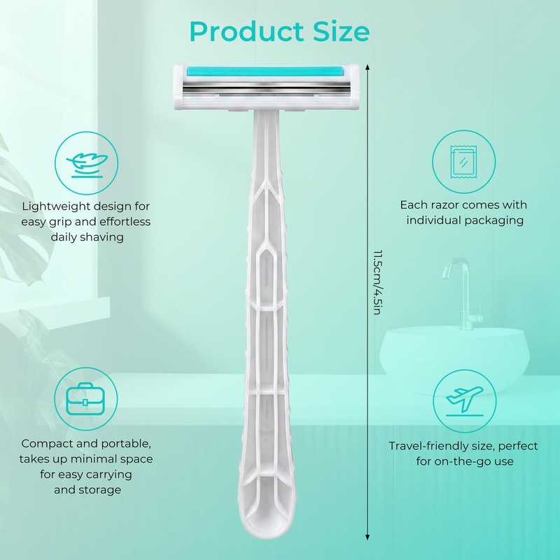 Disposable Razors, White Bulk Razors With Knife Caps, Individually Packaged, Razors In Bulk Suitable For Hotels, Shelters, Homeless People, Nursing Homes, Charities, Churches (100-PACK)