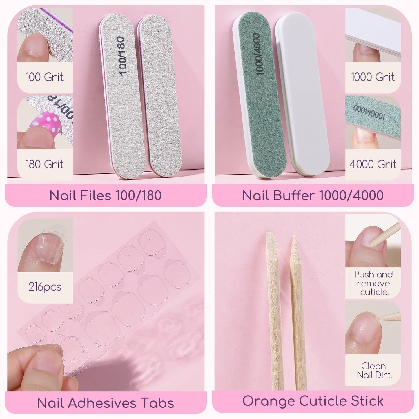 Teenitor 216pcs Kids Press On Nails for Girls, 9 Styles of 8-12 Years Girls Press On Nails for Kids, Full Cover Fake Nails for Little Girl, Short Acrylic Nails Set