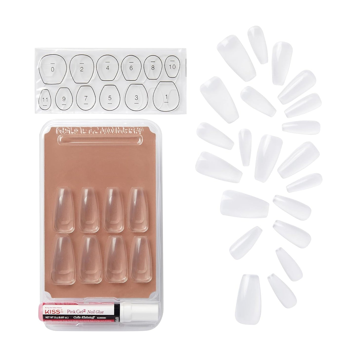 KISS Salon Acrylic Natural Press On Nails, Nail glue included, 'Rare', Nude, Short Size, Squoval Shape, Includes 28 Nails, 2g Glue, 1 Manicure Stick, 1 Mini File