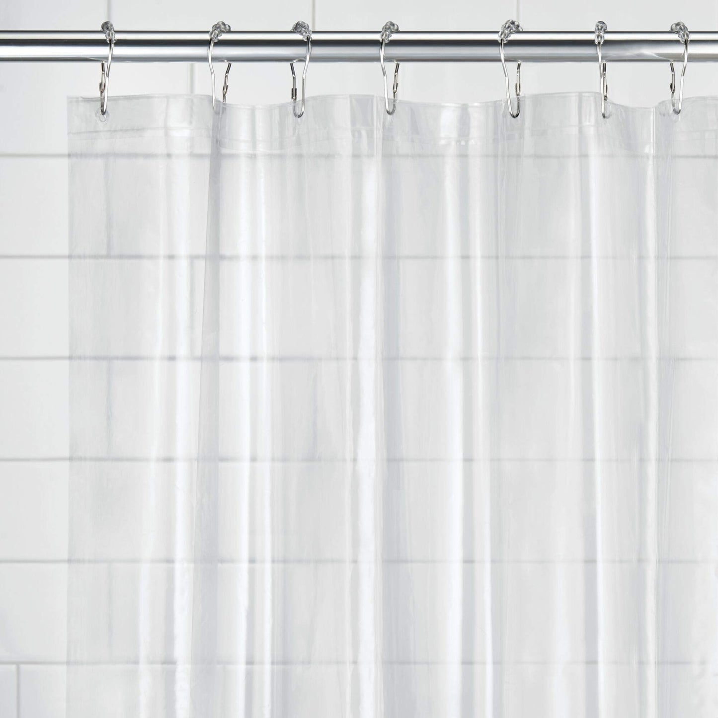 iDesign Vinyl Shower Liner, PVC-Free Curtain with Magnets for Master, Guest, Kids' Bathroom, Bathtub, Long, Clear