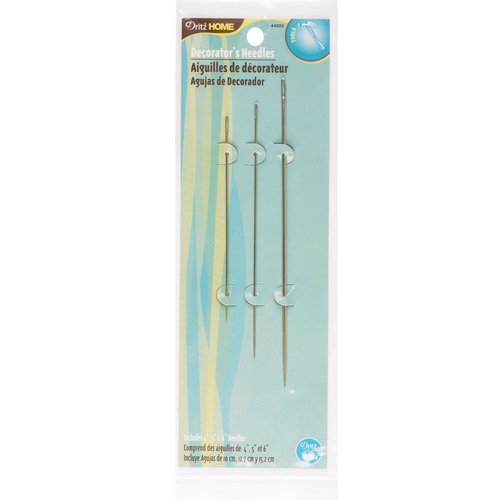 Dritz Home 44003 Decorator's Hand Needles, Size 4, 5 & 6-Inch, Nickel (3-Piece)