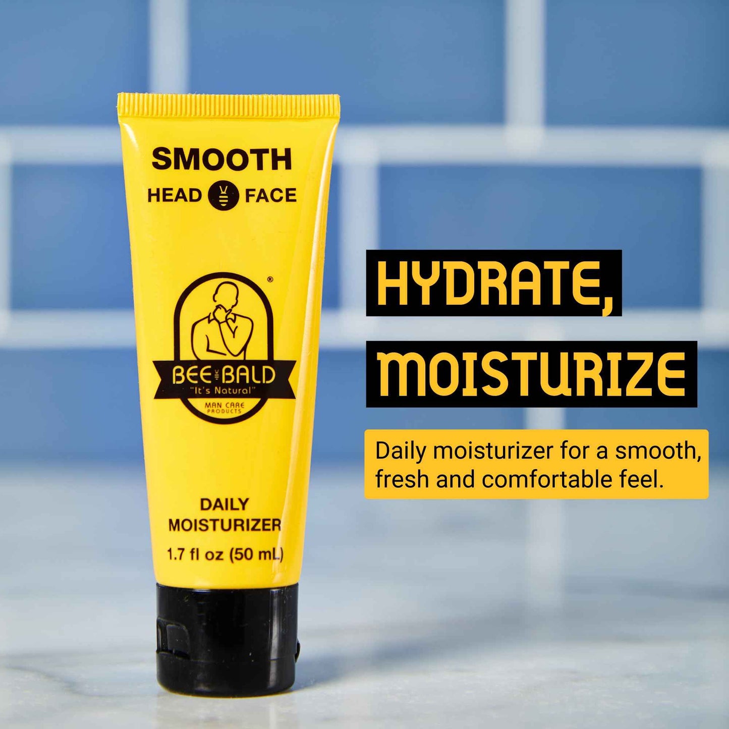 Bee Bald SMOOTH Daily Moisturizer Hydrates & Tones Away Fine Lines, Wrinkles and Dry Patches; Helps Control Oil & Shine to Feel Cool, Fresh and Comfortable, 1.7 Fl Oz (Pack of 2)