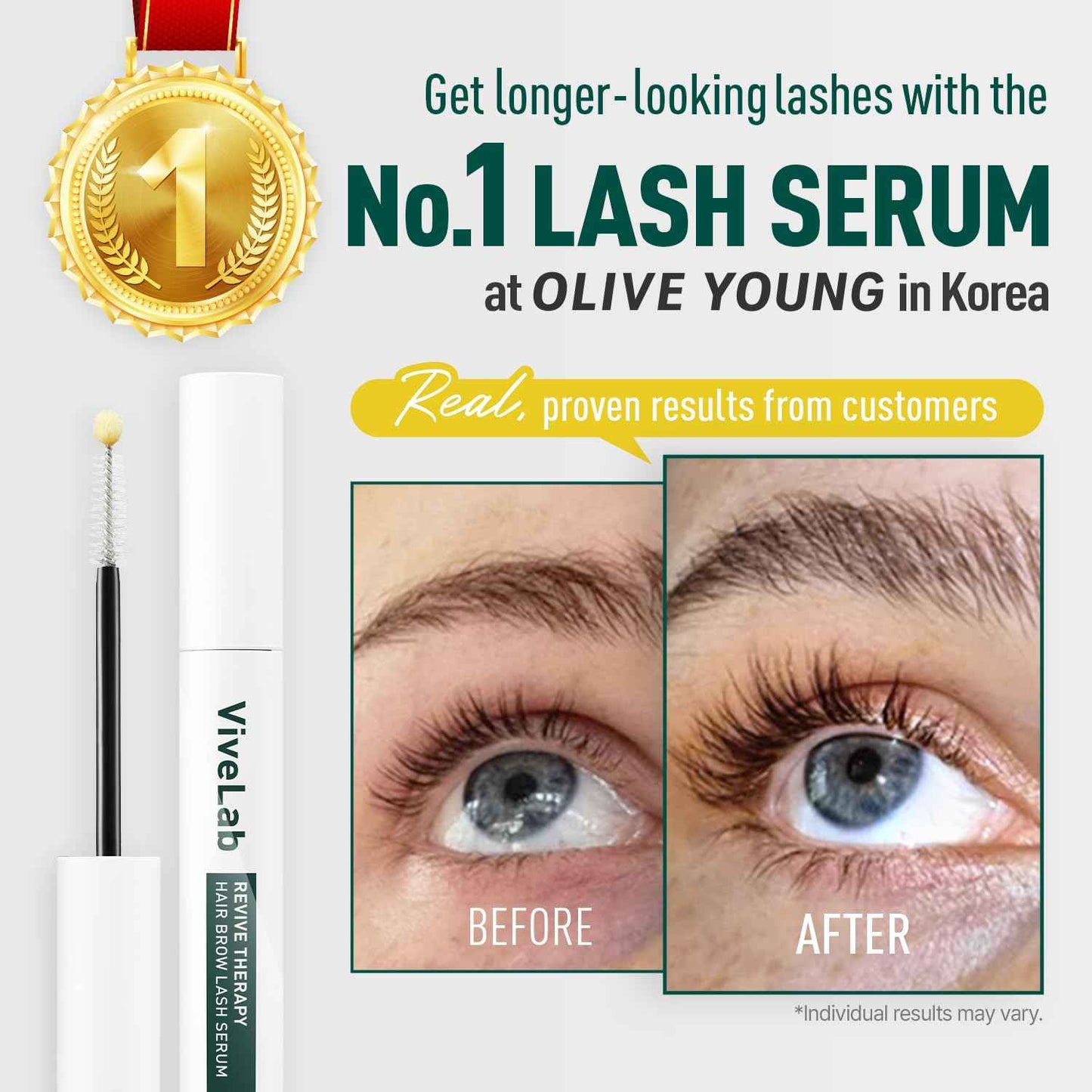 Biotin Lash Serum - Eyelash and Eyebrow Growth Serum for Thicker, Fuller Lashes and Brows, Korean Dermatologist-Developed, 0.35oz