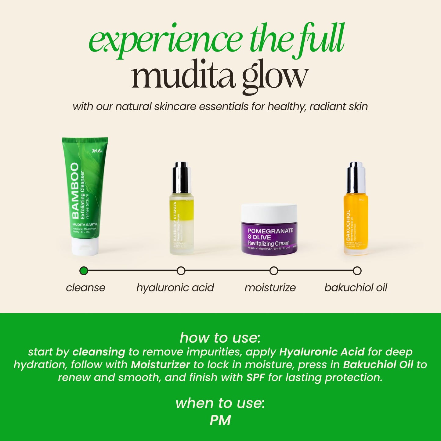 Gua Sha Kit for Depuffing and Lymphatic Drainage with Bakuchiol Face Oil | Natural Jade Gua Sha Facial Tool and 1% Bakuchiol Oil for Firming and Glow | Retinol Alternative | Vegan | Mudita Earth