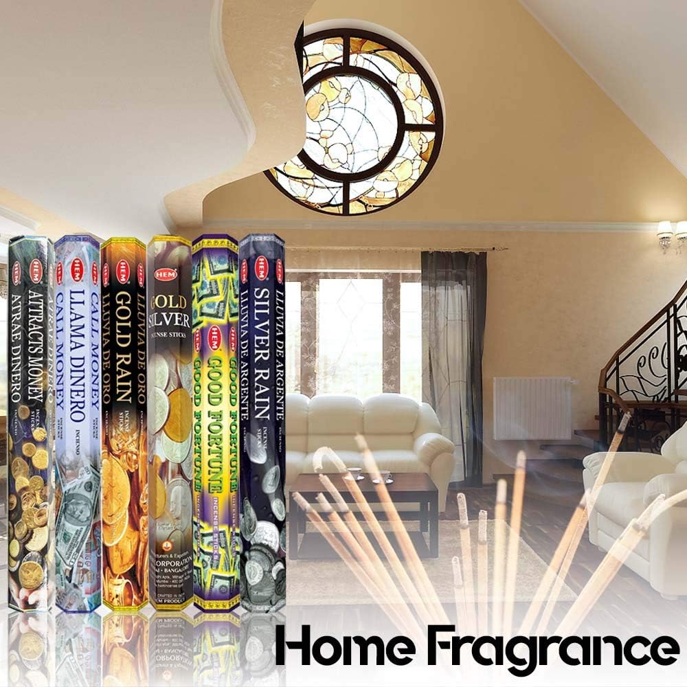 HEM Assorted Hexa Incense Sticks – Pack of 6 Fragrance Sticks (Each Tube Contains 20 Sticks) – Long-Lasting Aromatherapy for Meditation, Relaxation, Yoga, and Home Fragrance
