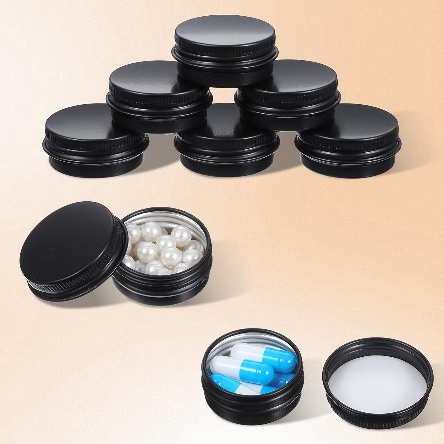 64 Pack Salve Tins - 0.5 Oz Round Lip Balm Containers | Aluminum Cosmetic Sample Jars for Travel & Storage