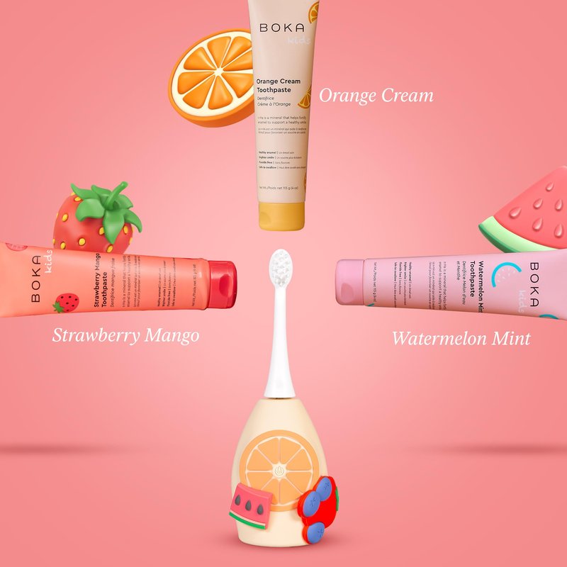 Boka Kids Sonic Electric Toothbrush - Rechargeable Sonic Powered Toothbrush - Food Grade Silicone Bristles for Deep Cleaning - Dentist Recommended Oral Care - U Brush and Nylon Brush Set