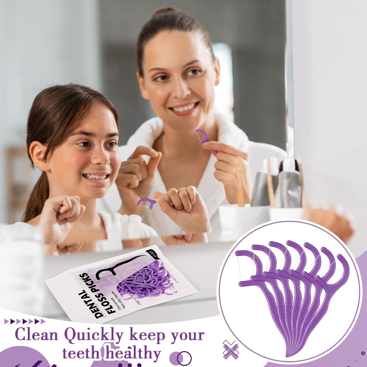 Baderke 200 Count Floss Picks Bulk Non Breakable Tooth Picks Flosser Dental Floss Sticks for Adults Teeth Cleaning Dental Flossers for Family Pack Travel(Light Green)