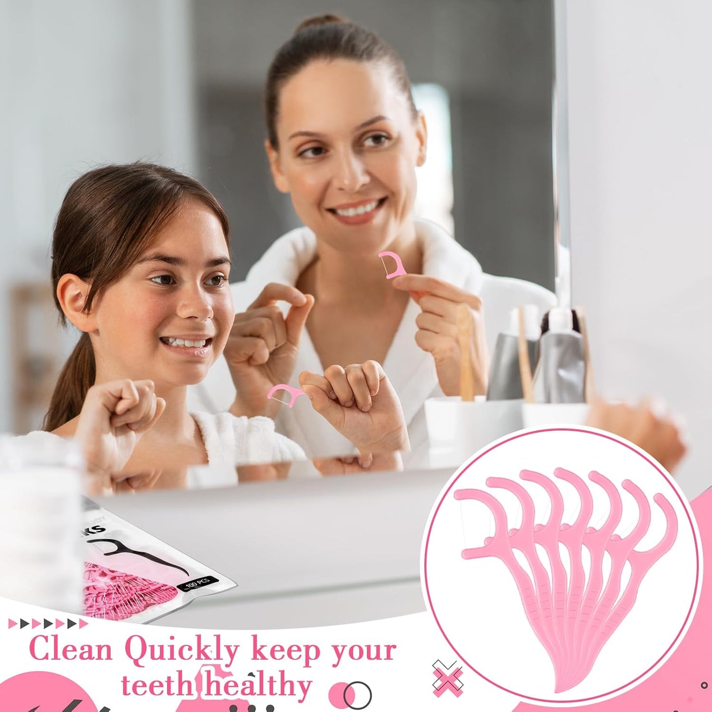 Baderke 200 Count Floss Picks Bulk Non Breakable Tooth Picks Flosser Dental Floss Sticks for Adults Teeth Cleaning Dental Flossers for Family Pack Travel(Light Green)