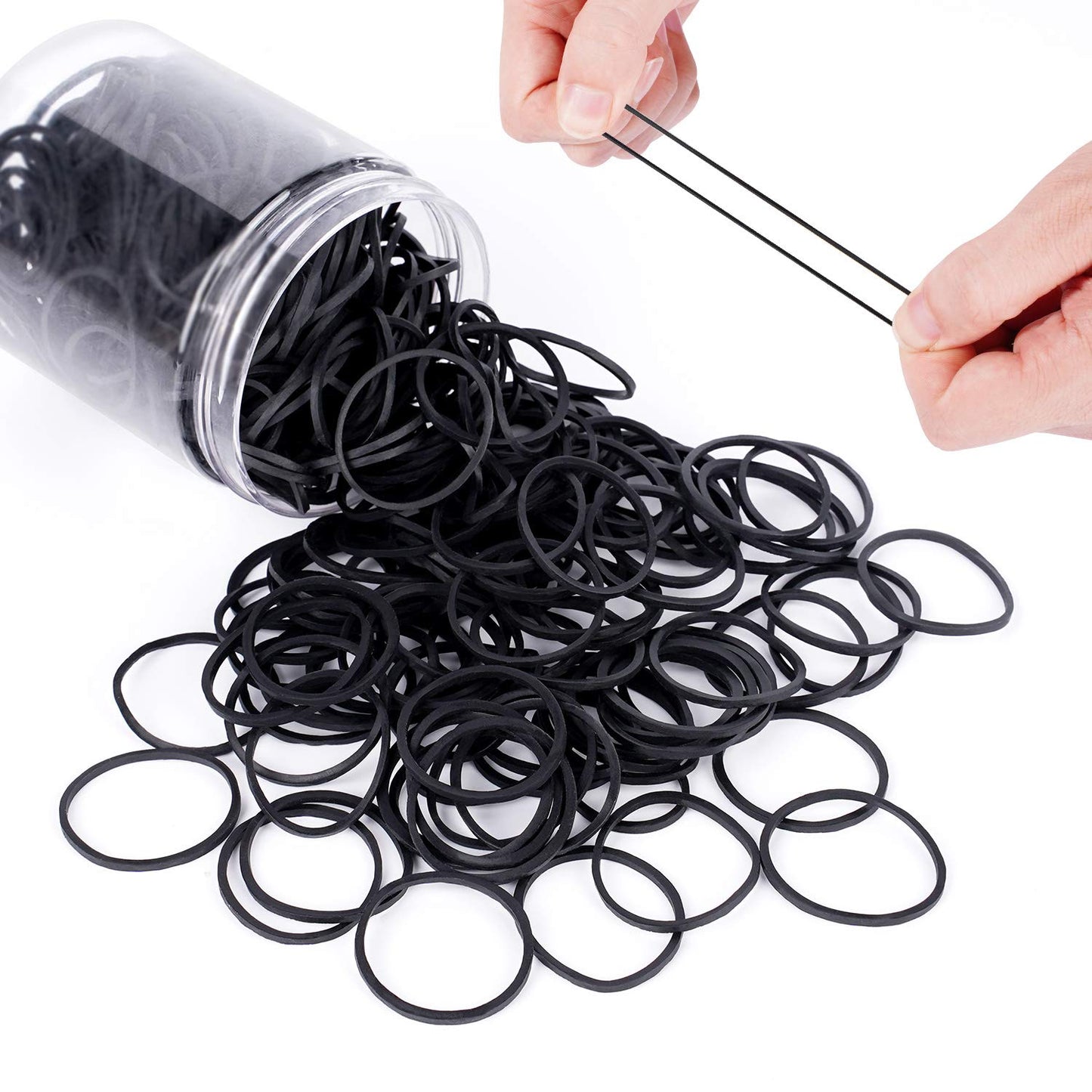 HOYOLS 3/4” Inches Black Hair Rubber Bands for Hair Ties Small Mini Elastics Bands Large Braiding Ponytail Holders for Baby Toddler Girls Kids No Damage 600pcs (M) Latex-Free