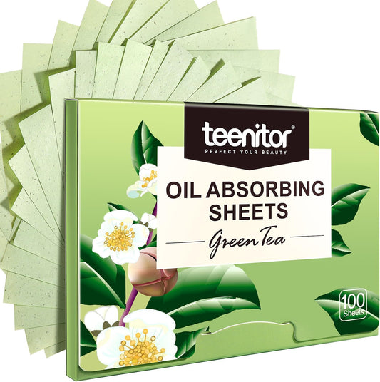 Teenitor Oil Blotting Sheets for Face, 400 Sheets Green Tea Oil Absorbing Sheets Blotting Paper for Oily Skin, Oil Absorbent Pads Face Oil Wipes Oil Sheets for Women, Oil Control Film Large 10cmx7cm