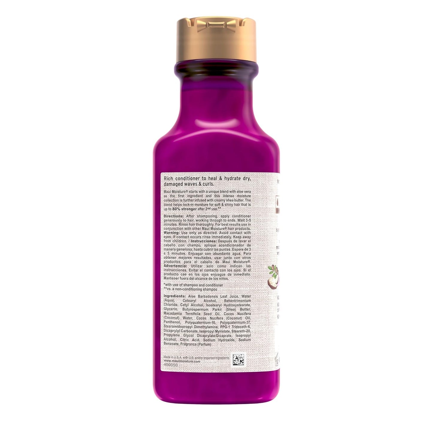 Maui Moisture Heal & Hydrate + Shea Butter Conditioner to Repair & Deeply Moisturize Tight Curly Hair with Coconut & Macademia Oils, Vegan, Silicone, Paraben & Sulfate-Free, 13 fl oz