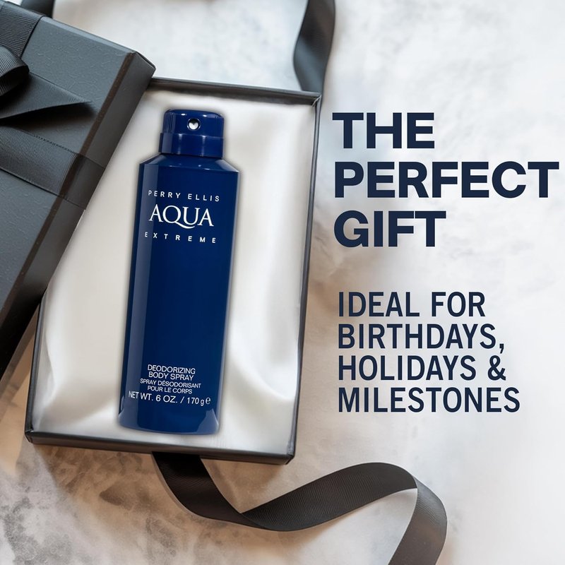 Perry Ellis Aqua Extreme Body Spray for Men - Fresh Wood & Spice Cologne Mist | 6 oz