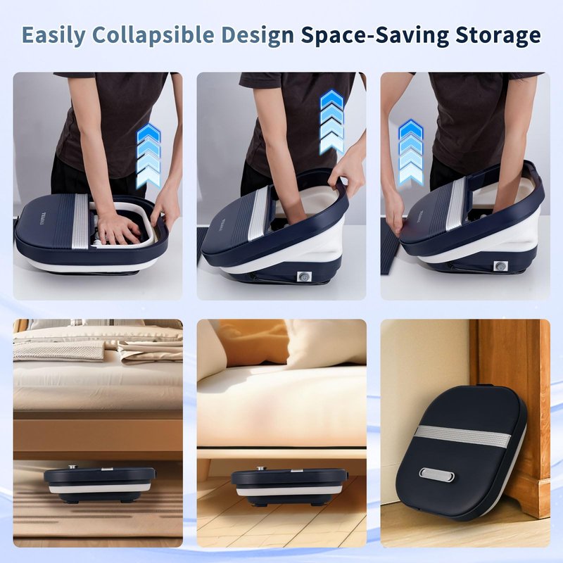 UNIFULL Collapsible Foot Bath Spa with Heat, Remote Control, Massage Rollers, Bubble, Foot Pedicure Kit, Red Light, Pedicure Foot Spa, Foot Bath for Gifts