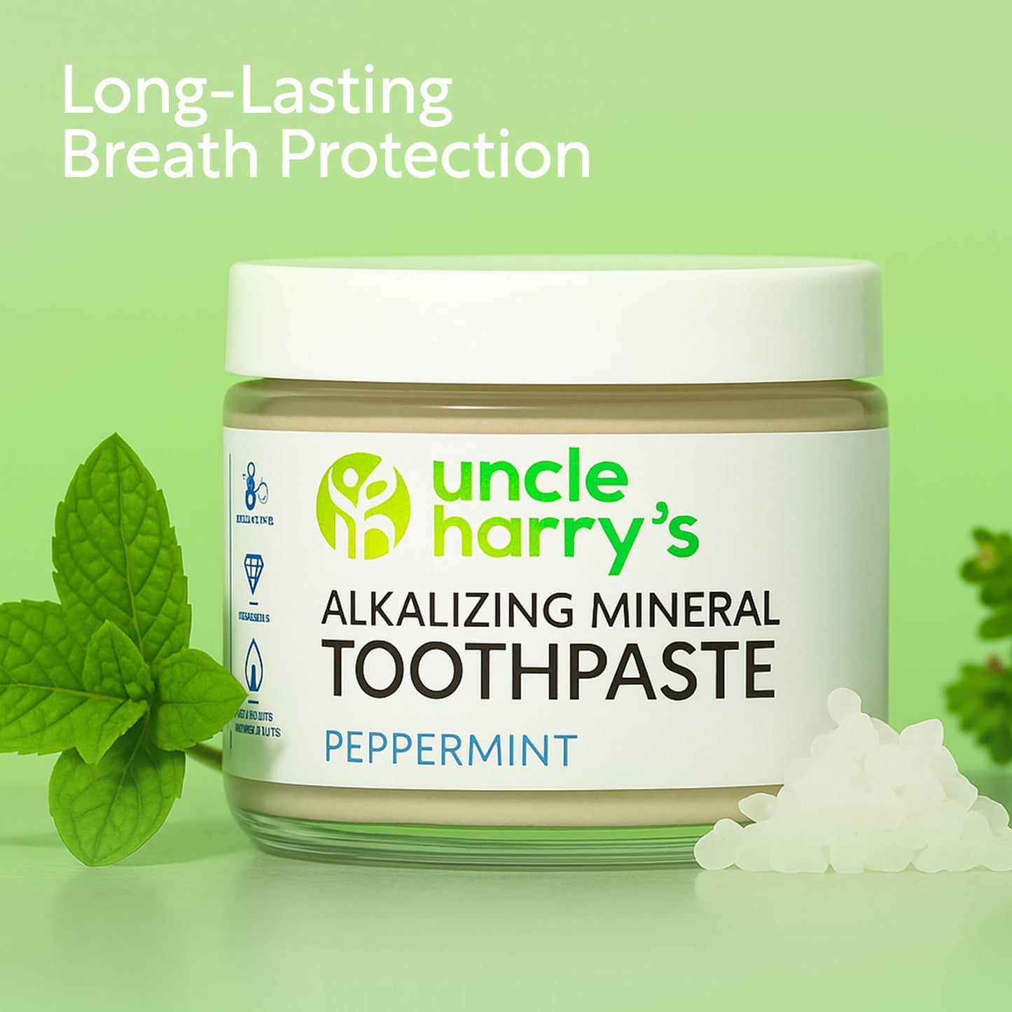 Uncle Harry's Peppermint Remineralizing Toothpaste | Natural Whitening Tooth Paste Freshens Breath & Promotes Enamel | Vegan Fluoride Free Toothpaste (4 Pack)