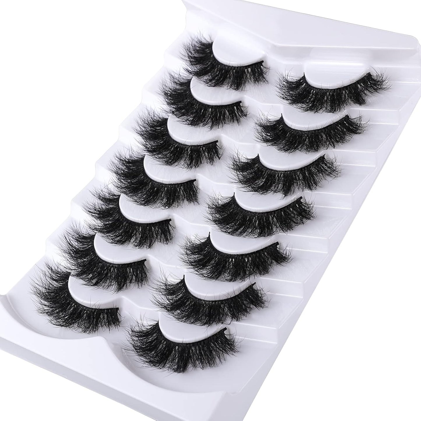 Lashes Eyelashes 8D Fluffy False Eyelashes Wispy Faux Mink Lashes Light Weight Fake Eyelashes Cat Eye Lashes 7 Pairs Pack, Black