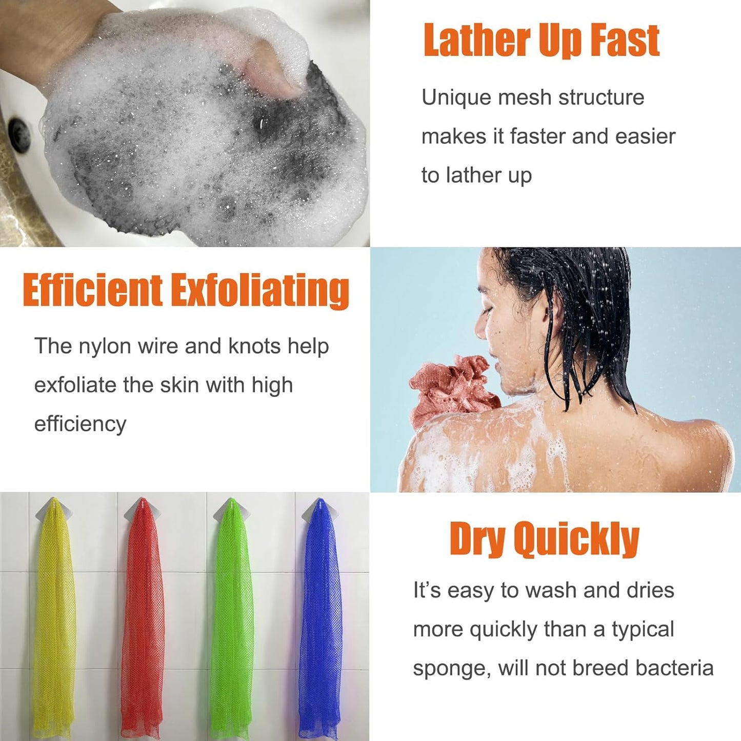 Unifab African Net Sponge Authentic Real African Exfoliating Net Bath Sponge Wash Cloth Exfoliating Washcloth African Net Cloth Body Scrubber for Shower Pink