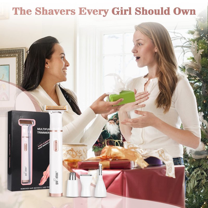 Electric Razors for Women, 4 in 1 Cordless Portable Rechargeable Womens Electric Shaver for Legs Face Eyebrow Nose Pubic Hair Bikini Trimmer, Painless Body Hair Remover By Gurelax
