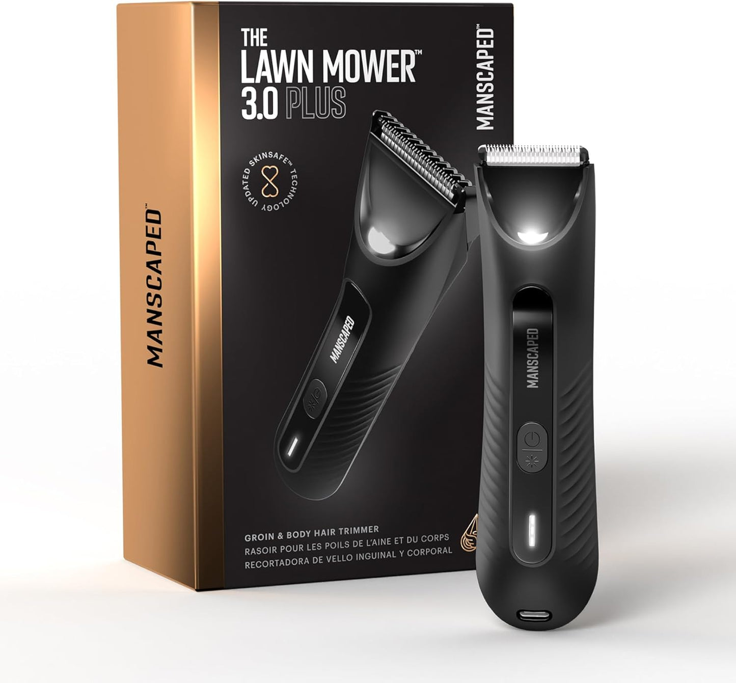 Lawn Mower 3.0 Plus Groin & Body Hair Trimmer - Waterproof, USB-C Rechargeable, Tuxedo Black