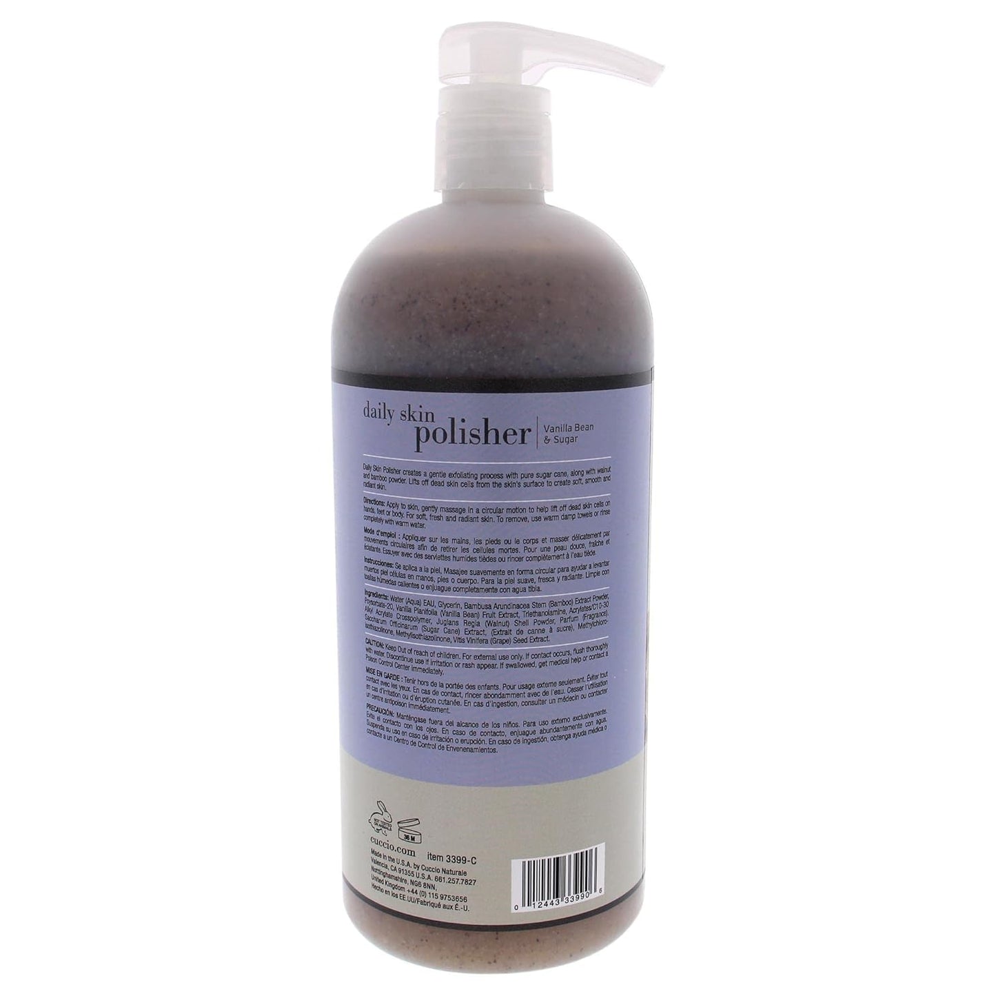 Cuccio Daily Skin Polisher - Vanilla Bean & Sugar Exfoliating Scrub | 32 Oz
