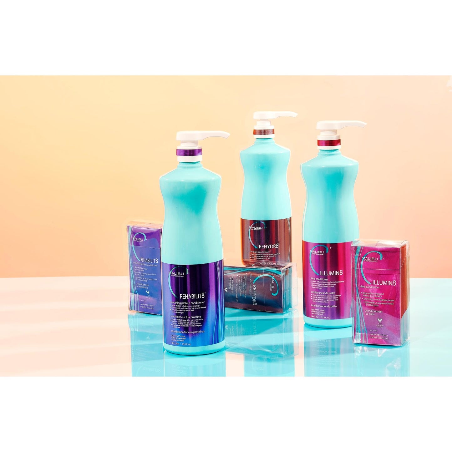 Malibu C ILLUMIN8 Shine Conditioner (6 Packets) - Concentrate for Hair Shine & Manageability - Lightweight, Non-Greasy Hair Conditioner for All Hair Types