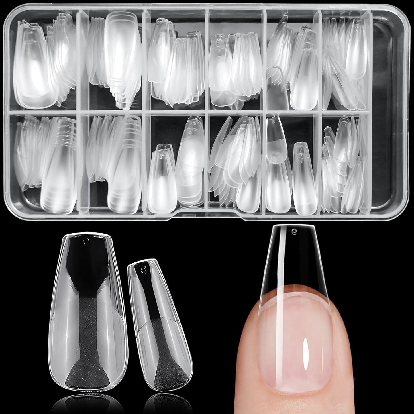 240pc Square Gel Nail Tips Medium Fake Nails for Press on Nails Clear Acrylic Nails Tips, 12 Size Full Cover Nail tips Square Soft Gel Nail Tips False Nails Extension Artificial Fingernails