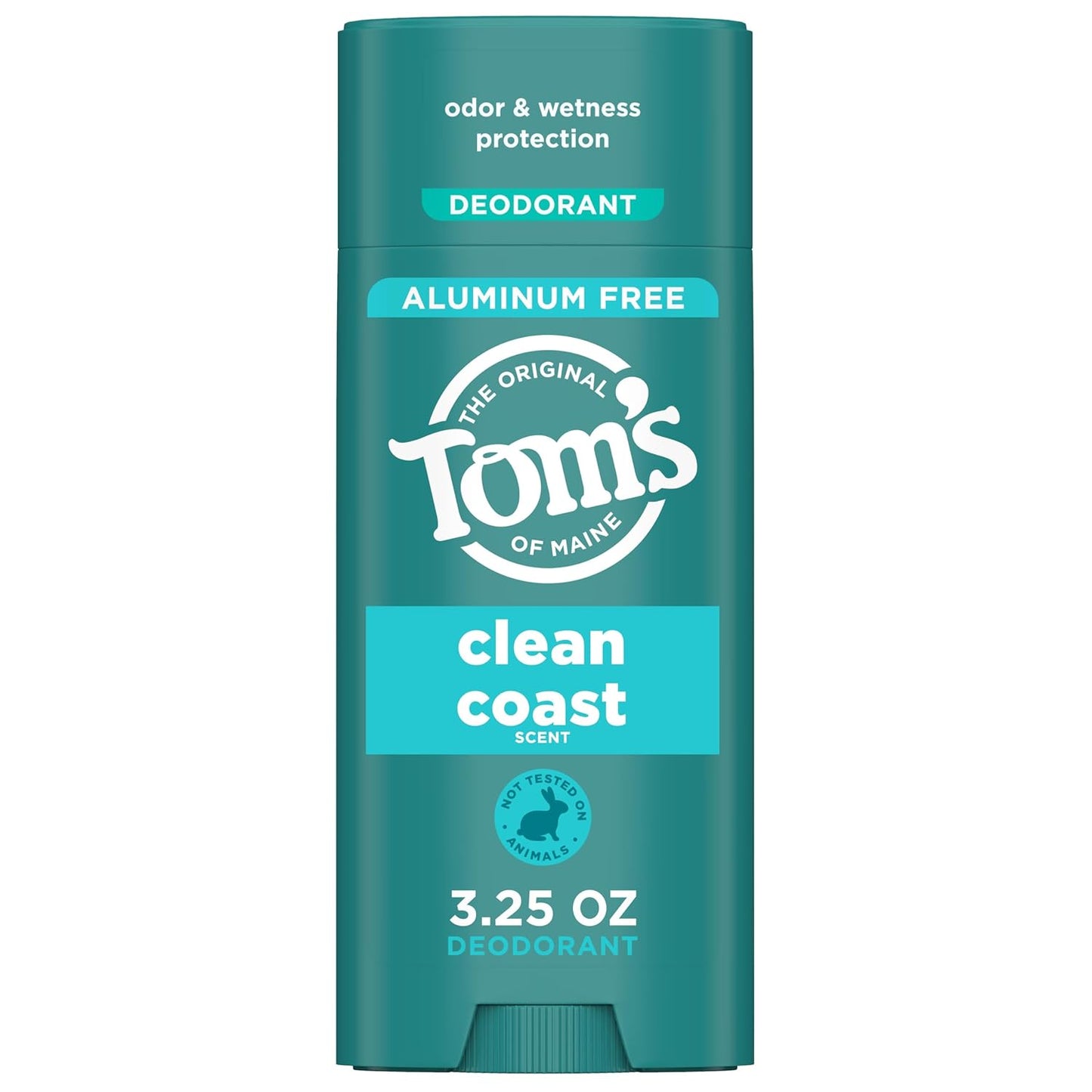 Tom’s of Maine Clean Coast Aluminum Free Natural Deodorant For Women & Men | Goes on Clear | Odor & Wetness Protection | Naturally Derived and Moisture-Locking Ingredients | 3.25 oz