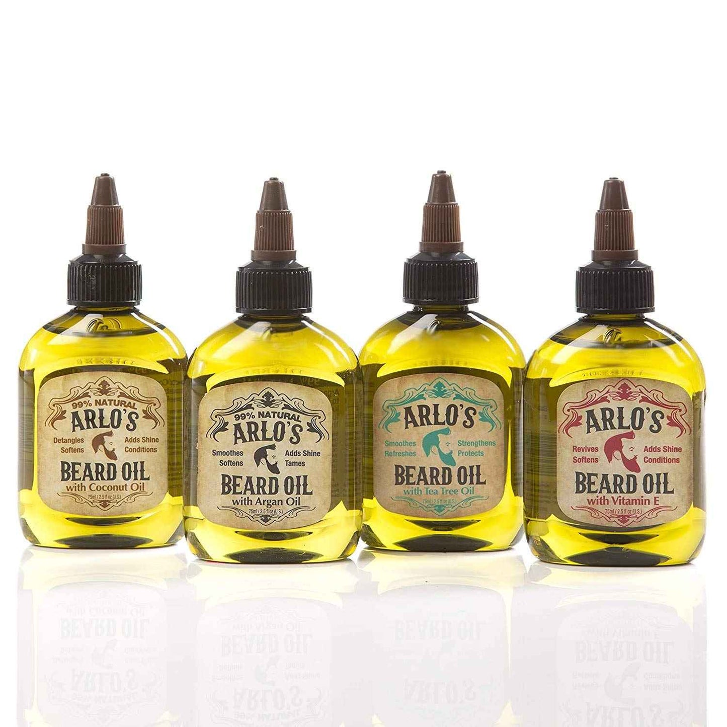Arlo's Beard Oil Includes - Argan Tea Tree Vitamin E and Coconut (4 Pack)