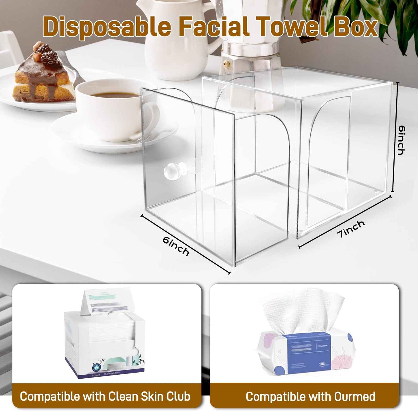 YSCGRICH Disposable Face Towel Holder Acrylic Storage Box, Makeup Remover Dry Wipe Organizer for Clean Skin Club Clean Towel XL, Skin Care Luxe Container for Facial Washing