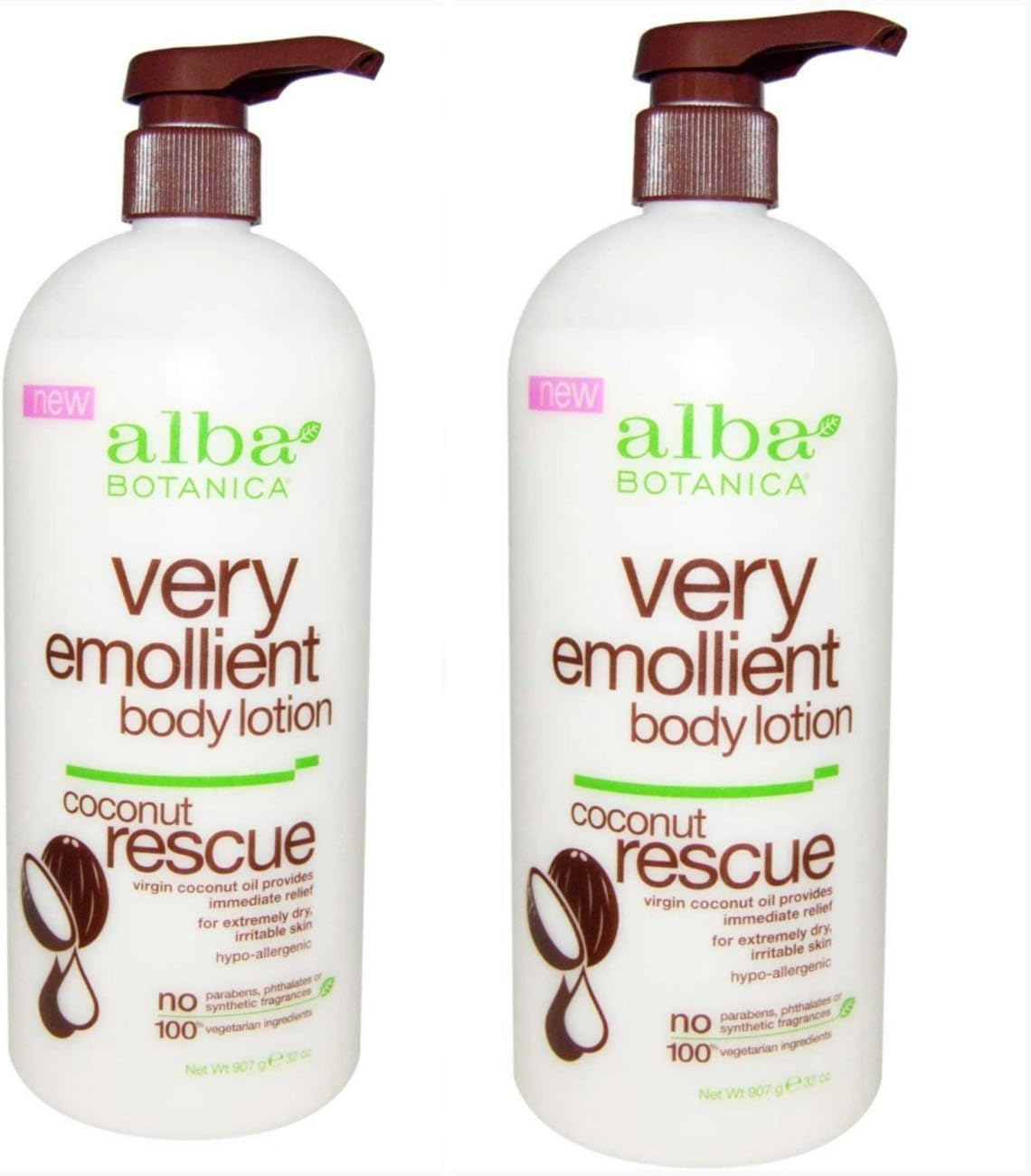 Alba Botanica Coconut Rescue Body Lotion - Very Emollient 32oz | 2-Pack