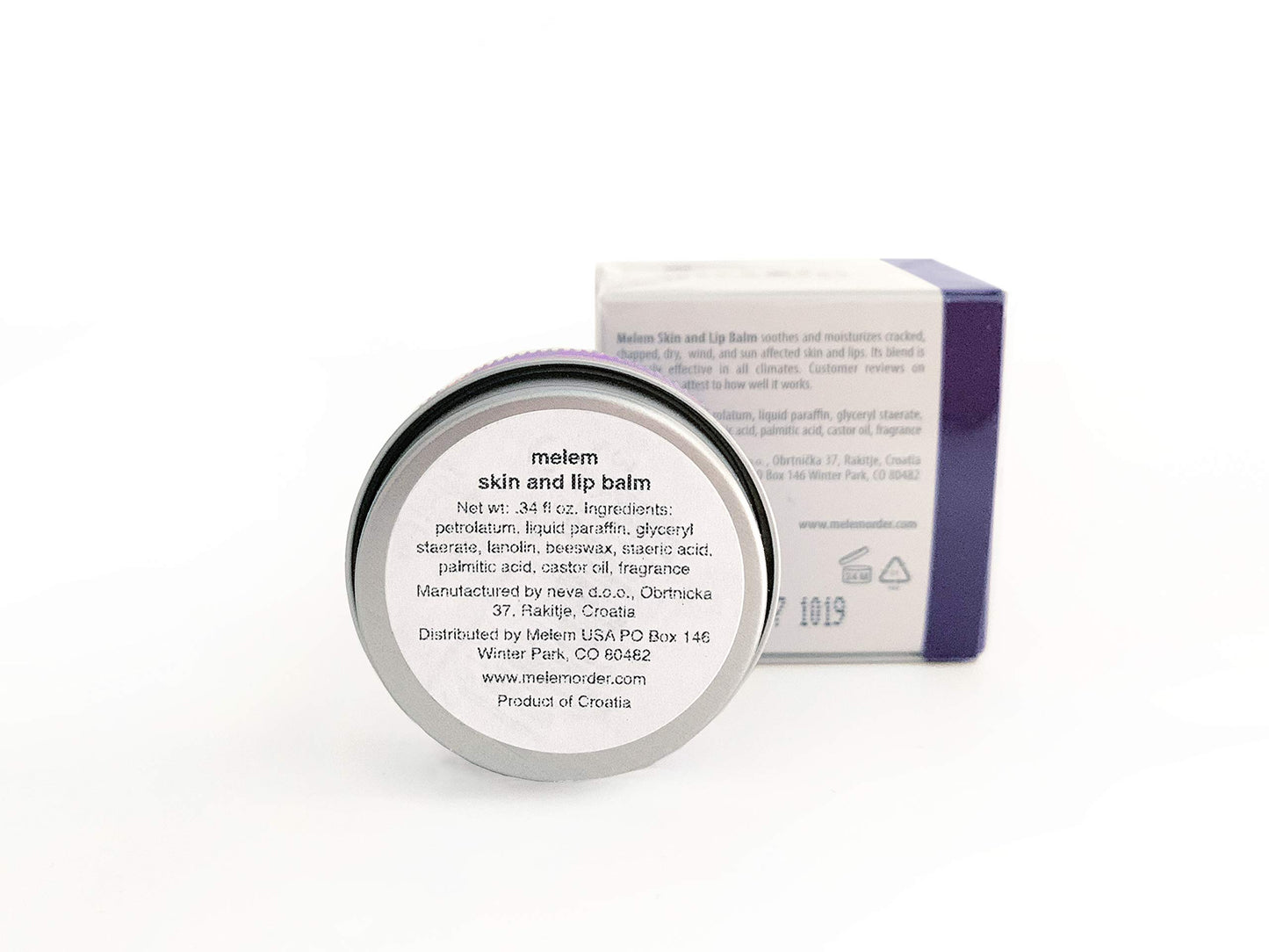 Melem Skin and Lip Balm with Lanolin, Combo Pack, Two Mini Tins (each .34 oz.), One Large Tin (1.2 oz.) and Two Sticks (each .16 oz.)