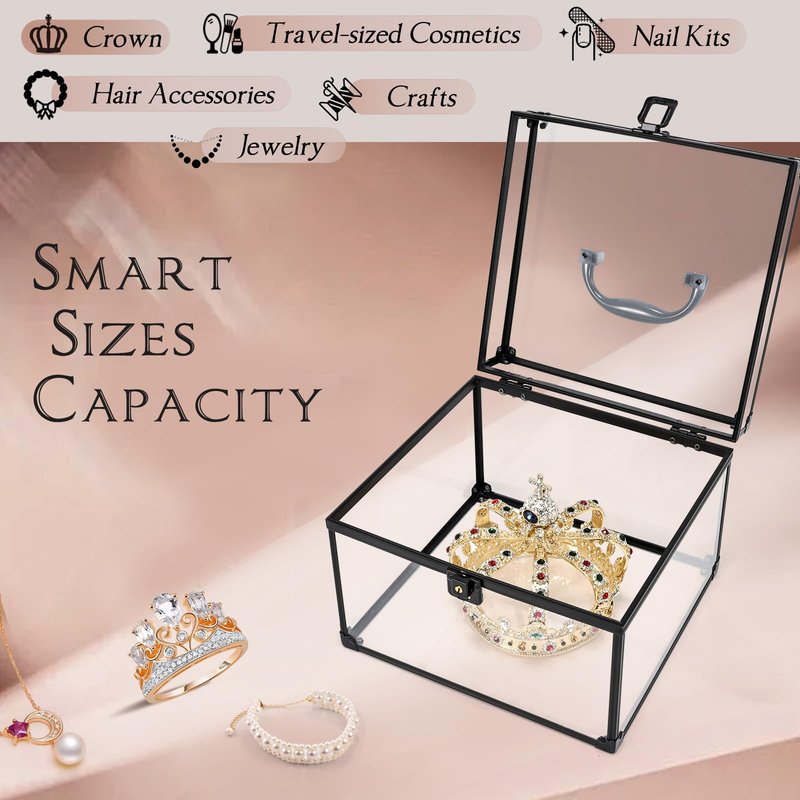 Costravio Makeup Display Clear Clear Makeup Case Portable Transparent Artists Train Case Crown Box Large Capacity Toiletry Organizer Box Travel Makeup Storage for Vanity Bathroom Craft Toys Case
